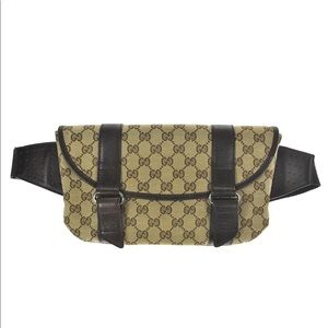 Authentic Gucci brown monogram canvas waist bag fanny pack bum bag